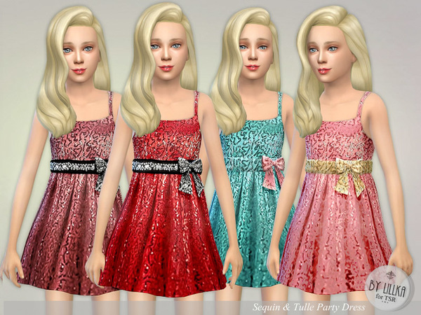 Sims 4 Sequin & Tulle Party Dress by lillka at TSR