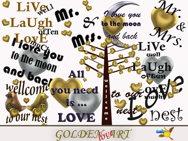 Sims 4 Golden Art set by evi at TSR