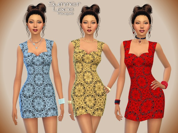 Sims 4 Summer Lace dress by Paogae at TSR
