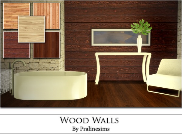 Sims 4 Wood Walls by Pralinesims at TSR