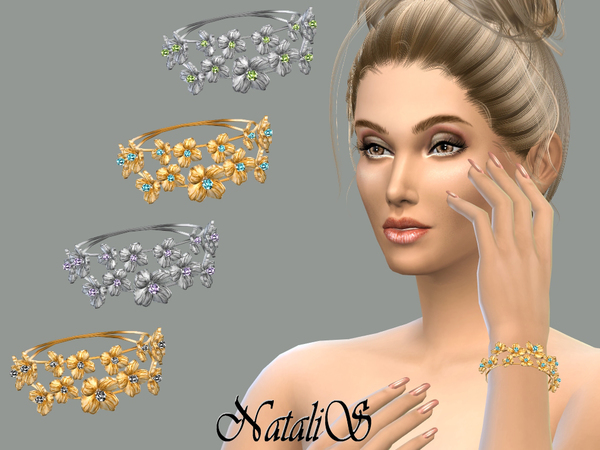 Sims 4 Hoop flower bracelet by NataliS at TSR
