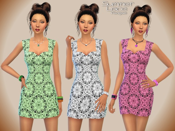 Sims 4 Summer Lace dress by Paogae at TSR