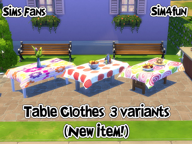Sims 4 Tablecloths 3 variants by Sim4fun at Sims Fans
