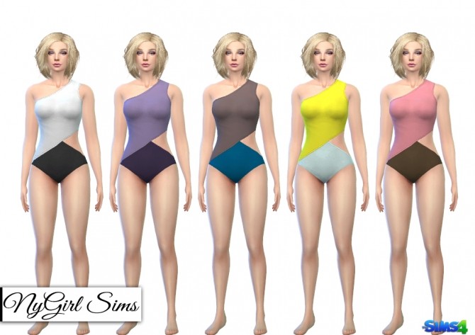 Sims 4 Color Block Maillot Swimsuit at NyGirl Sims
