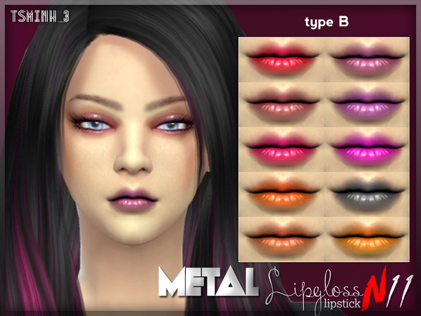 Sims 4 Metal Lips Gloss B by tsminh 3 at TSR
