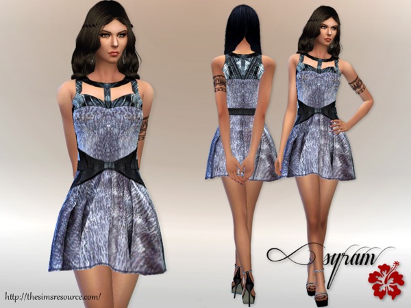 Sims 4 Ella Leather Skater Dress by EsyraM at TSR