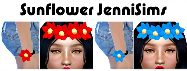 Sims 4 Sunflower dual bracelet & headband at Jenni Sims