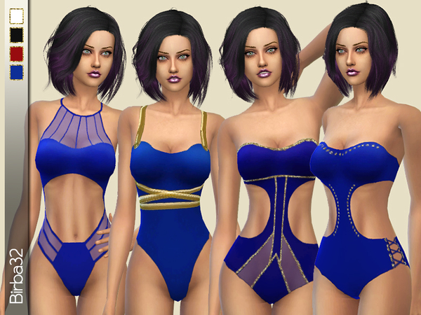 Sims 4 Elegance Swimsuit set in white by Birba32 at TSR