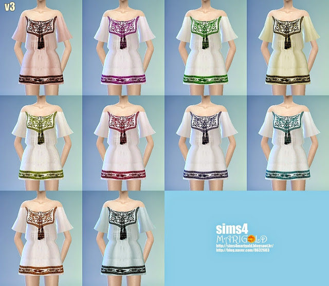Sims 4 Off shoulder ethnic blouse 4 version at Marigold