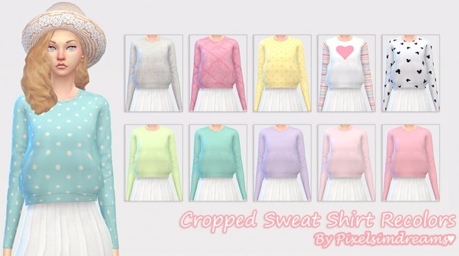 Sims 4 Cropped Sweat Shirt Recolors at Pixelsimdreams