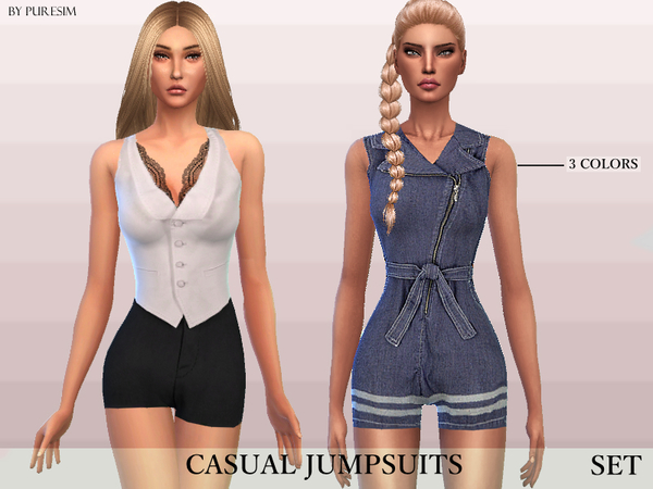 Sims 4 Casual Jumpsuits Set by Puresim at TSR
