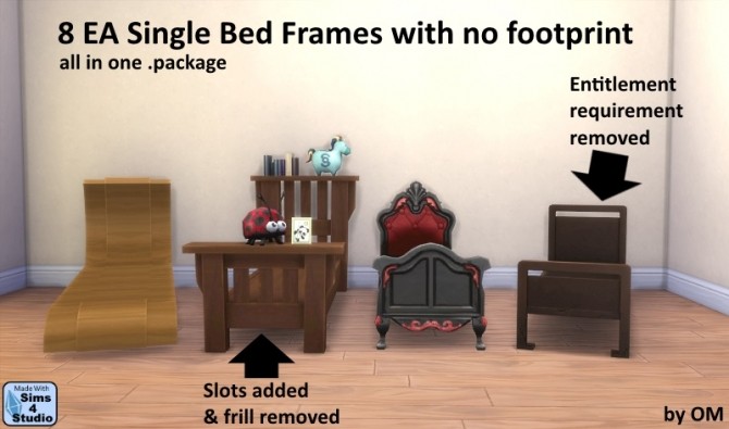 Sims 4 8 EA Single Beds with no mattress at Sims 4 Studio