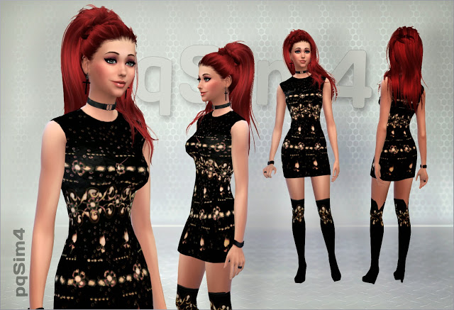 Sims 4 Set of dress and boots at pqSims4
