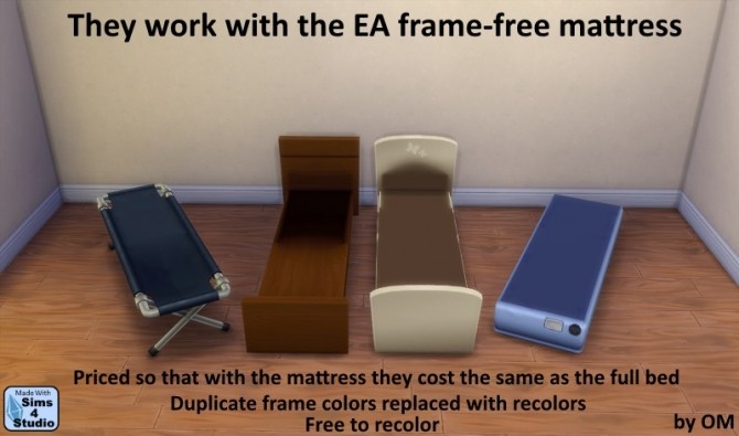 Sims 4 8 EA Single Beds with no mattress at Sims 4 Studio