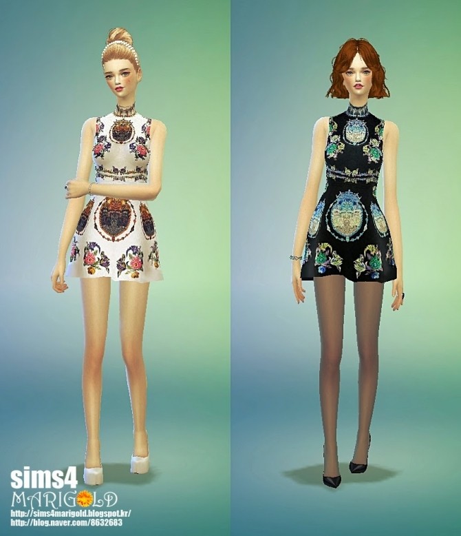 Sims 4 Rose one piece dress at Marigold