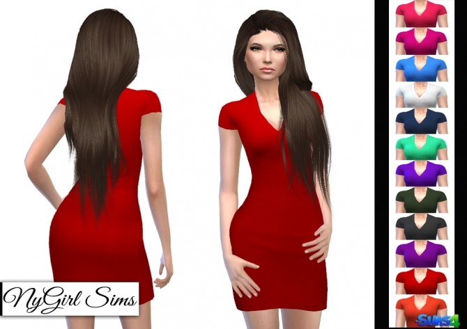 Sims 4 Fitted VNeck T Shirt Dress at NyGirl Sims