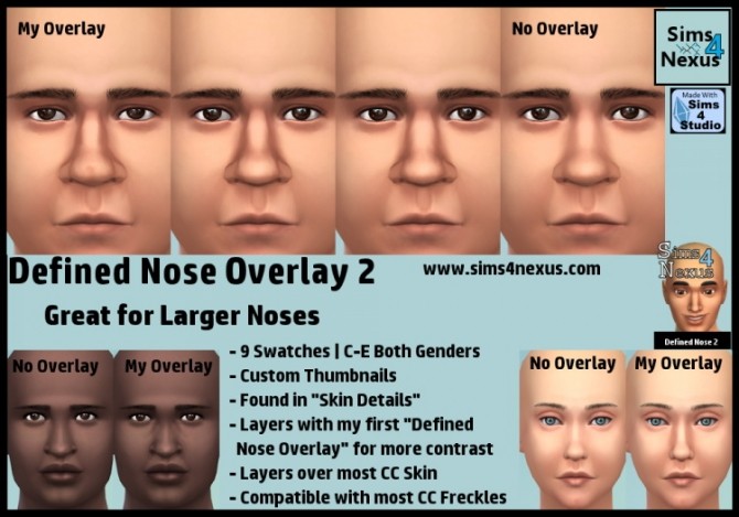 Sims 4 Defined Nose Overlay 2 by SamanthaGump at Sims 4 Nexus