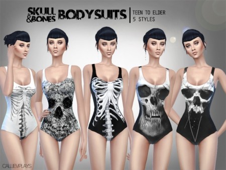 5 skull themed bodysuits at CallieV Plays