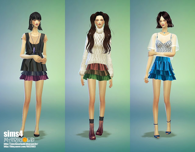 Sims 4 Pleats tiered skirts at Marigold