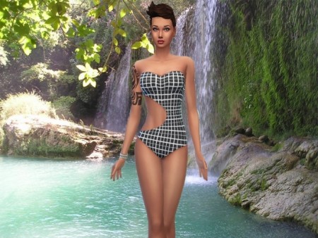 Geometric swimsuits by Milia at Sims Artists