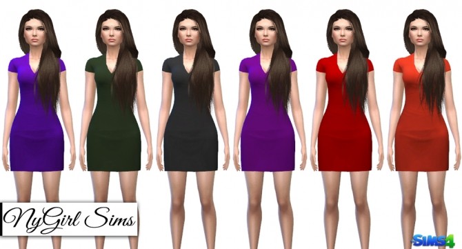 Sims 4 Fitted VNeck T Shirt Dress at NyGirl Sims