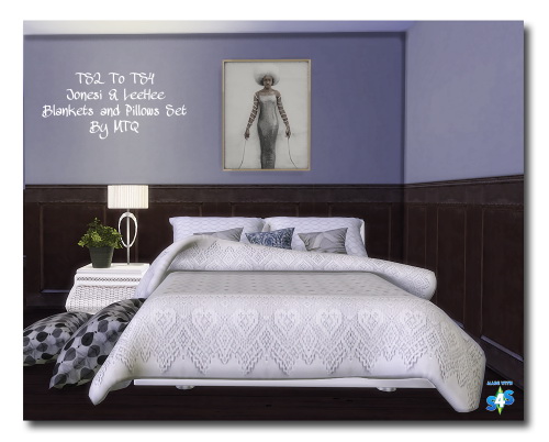 Sims 4 2T4 Jonesi’s & LeeHee’s Bed Blankets and Pillows Set at Msteaqueen