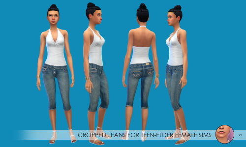 Sims 4 Sleeve tops, Cropped jeans & Leather dresses at Erica Loves Sims