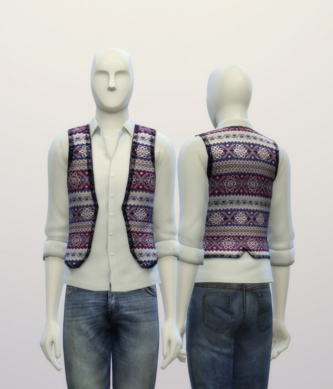 Sims 4 Snowflake pattern vest at Rusty Nail