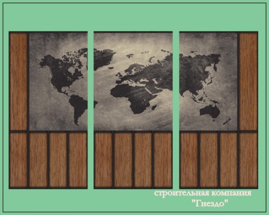 Sims 4 Wood panel + map at Sims by Mulena
