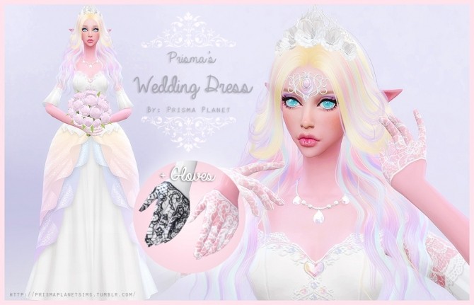 Sims 4 Wedding Dress + Gloves at Prisma Planet
