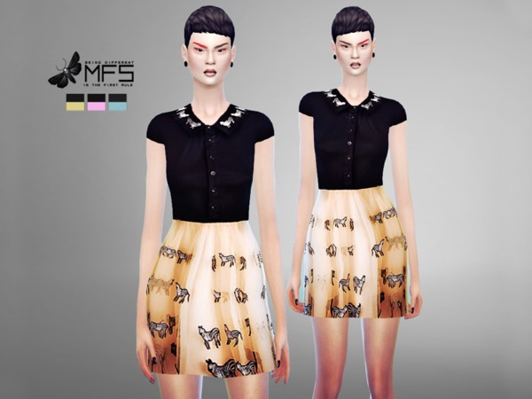 Sims 4 MFS Zebra Dress by MissFortune at TSR