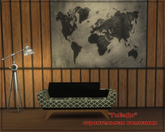 Sims 4 Wood panel + map at Sims by Mulena