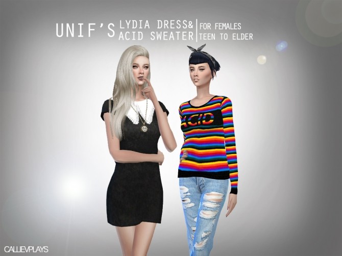Sims 4 Lydia Dress + ACID sweater at CallieV Plays