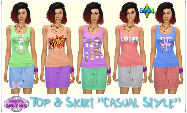 Sims 4 Skirt & Top Casual Style at Annett’s Sims 4 Welt