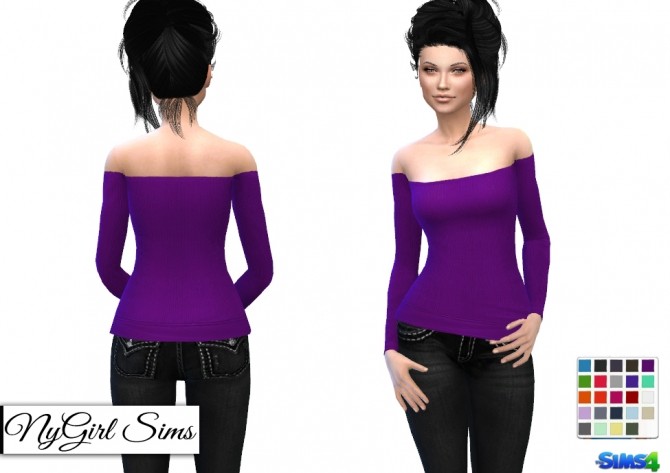 Ribbed Off Shoulder Sweater at NyGirl Sims » Sims 4 Updates