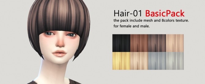 Sims 4 Hair 01 BASIC Pack at Imadako