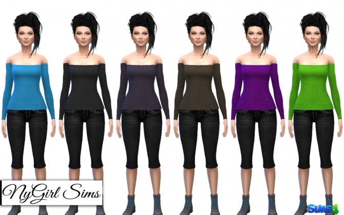 Sims 4 Ribbed Off Shoulder Sweater at NyGirl Sims