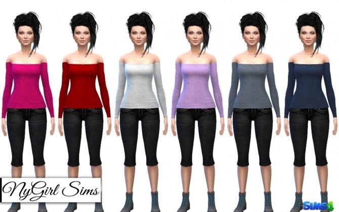 Sims 4 Ribbed Off Shoulder Sweater at NyGirl Sims