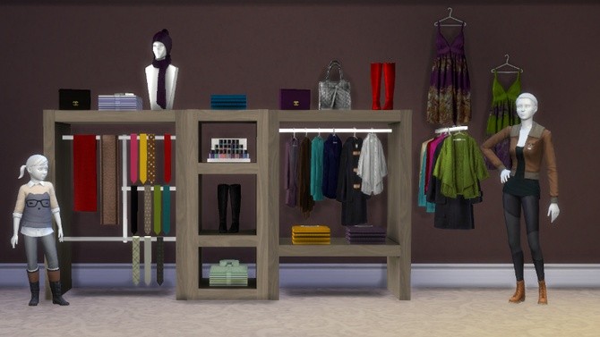 Sims 4 Cassandre’s Color Trends Fashion Boutique and Mirake Inspired Shop Shelves at Kitkat’s Simporium