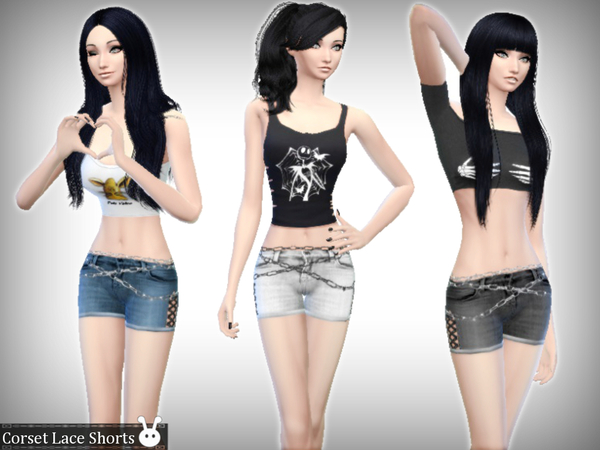 Sims 4 Corset Lace Shorts by XxNikkibooxX at TSR