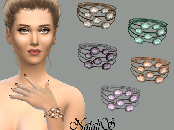 Sims 4 Multilayer freshwater pearl bracelet by NataliS at TSR