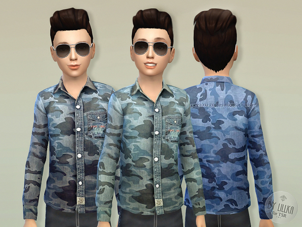 Sims 4 Camouflage Poplin Shirt by lillka at TSR