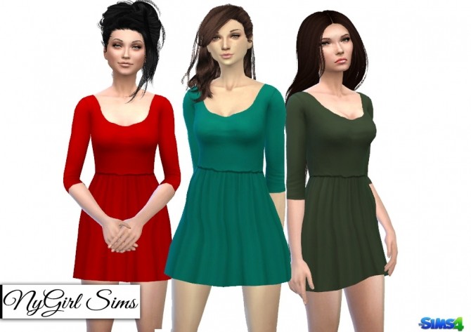 Sims 4 Three Quarter Sleeve Jersey Dress at NyGirl Sims