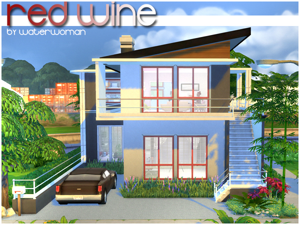Sims 4 Red Wine house by Waterwoman at Akisima