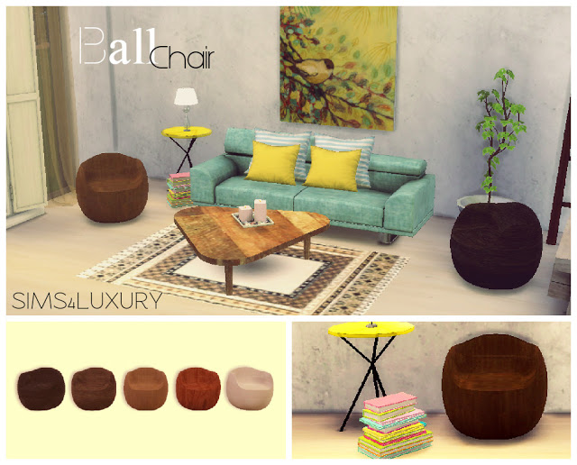 Sims 4 Ball chair & Plywood coffee table at Sims4 Luxury