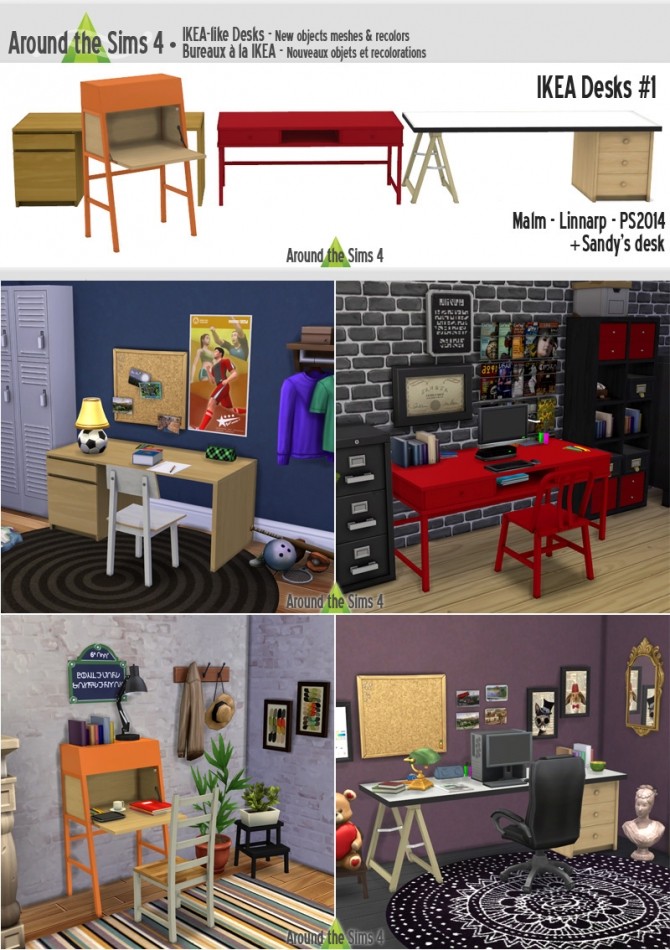 Sims 4 IKEA like Desks by Sandy at Around the Sims 4