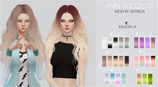 Sims 4 Ann hair recolor at Kalewa a
