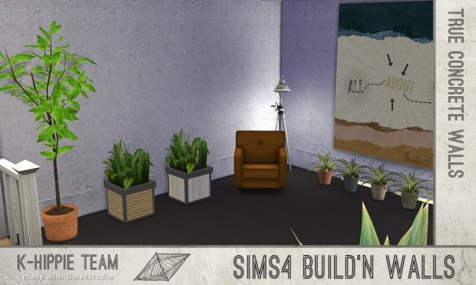 Sims 4 7 concrete and cement walls volume 2 at K hippie
