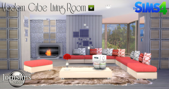 Sims 4 Modern cube livingroom at Jomsims Creations