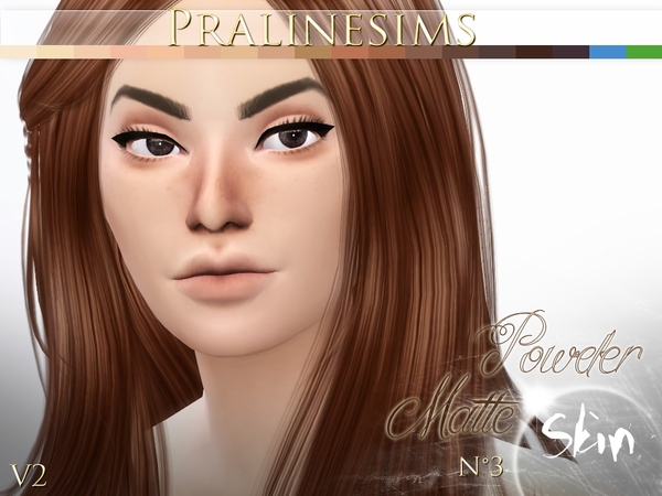 Sims 4 Powder Matte Skin (4 Versions) by Pralinesims at TSR
